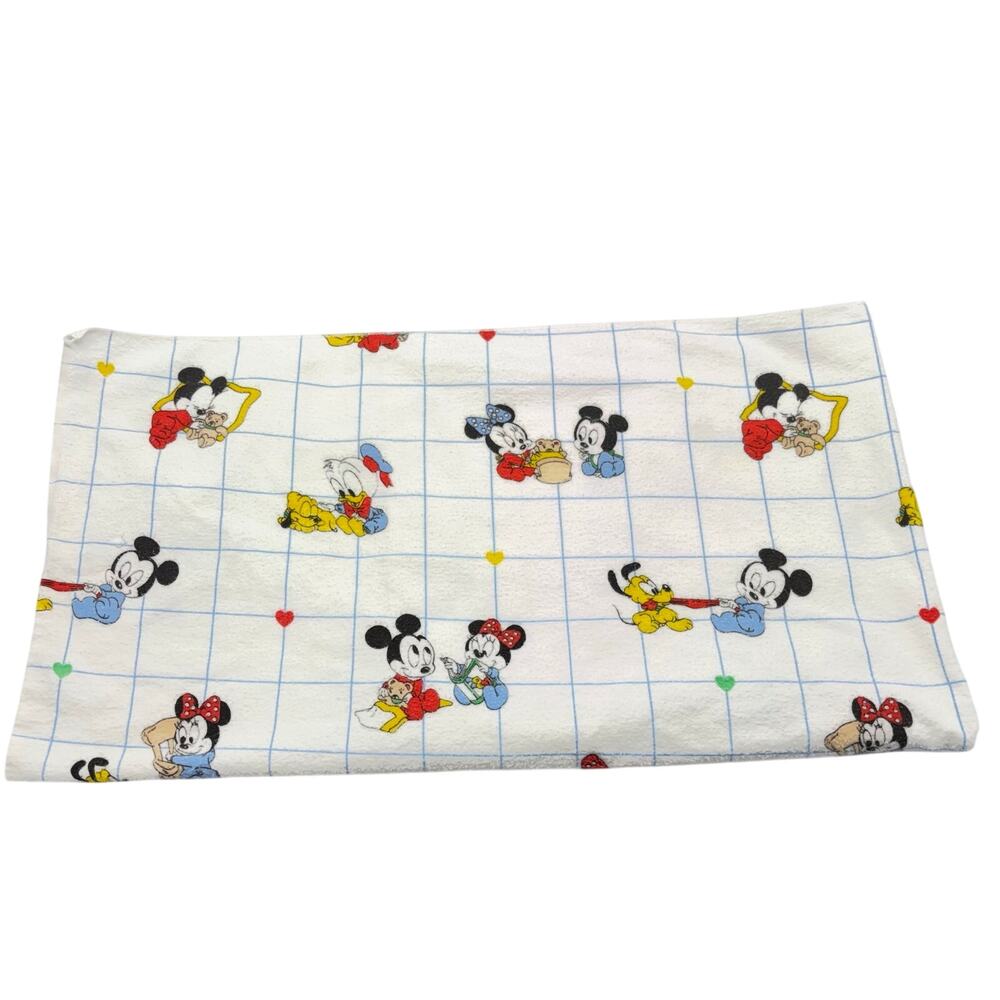 Vintage Dundee Disney Babies Flannel Receiving Blanket Hearts Mickey & Friends